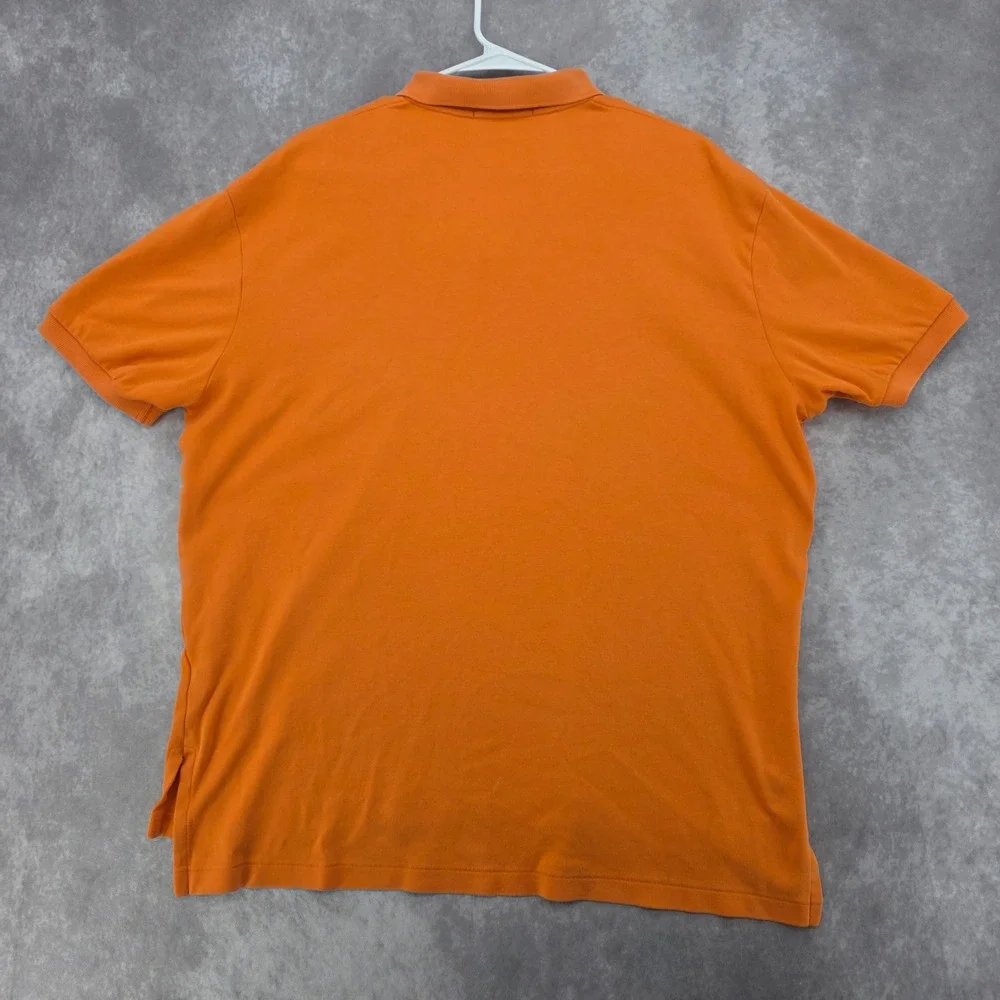 Vtg Polo Ralph Lauren Mens L Orange Short Sleeve Cotton Pique Polo Shirt Pony